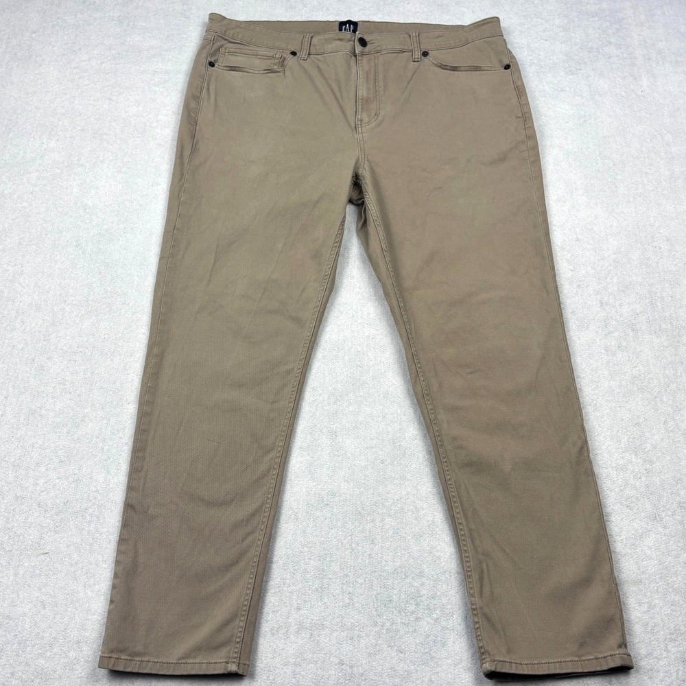 Gap Mens 40x30 Stretch Chino Pants Tan Khaki Straight Leg Casual Trousers